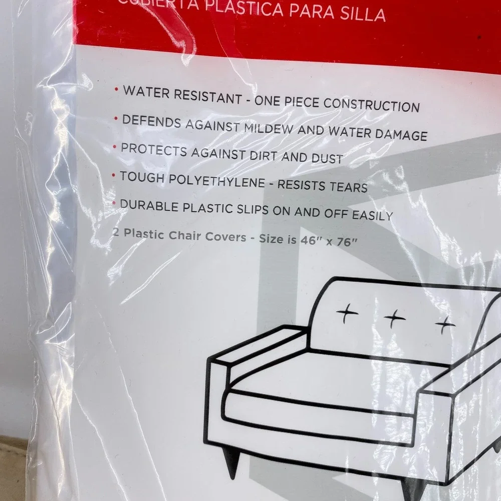 CubeSmart Plastic Chair Cover Moving Storage 2 Pack 46x76 CS-9050 Clear